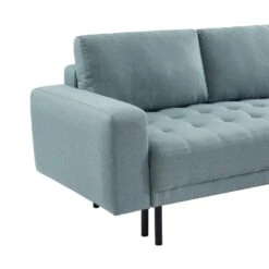 Canapé D'angle MEGEVE En Tissu Vert D'eau 5 Places Convertible -Mobilia Soldes canape angle megeve vert 5 places 3