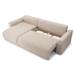 Canapé D'angle NOVA Convertible Tissu Beige 4 Places -Mobilia Soldes canape angle nova convertible tissu beige 4 places 4