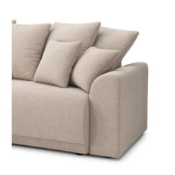 Canapé D'angle NOVA Convertible Tissu Beige 4 Places -Mobilia Soldes canape angle nova convertible tissu beige 4 places 6