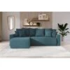 Canapé D'angle NOVA Convertible Tissu Bleu Paon 4 Places 1 Canapé D'angle NOVA Convertible Tissu Bleu Paon 4 Places -Mobilia Soldes canape angle nova convertible tissu bleu paon 4 places