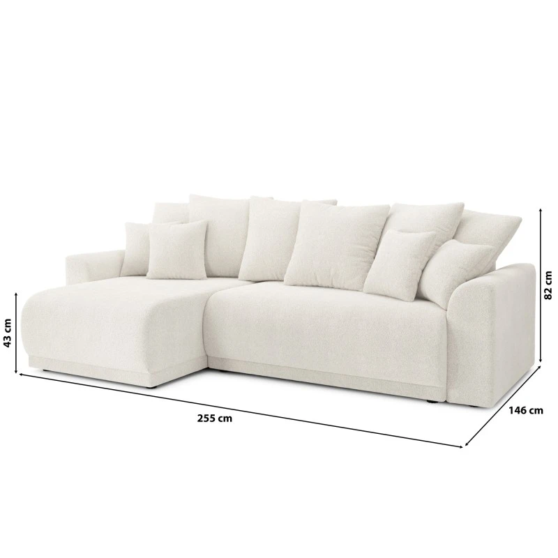 Canapé D'angle NOVA Convertible Tissu Bouclette Blanc 4 Places 12 Canapé D'angle NOVA Convertible Tissu Bouclette Blanc 4 Places – Image 10