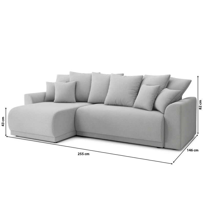 Canapé D'angle NOVA Convertible Tissu Gris 4 Places 12 Canapé D'angle NOVA Convertible Tissu Gris 4 Places – Image 10