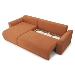 Canapé D'angle NOVA Convertible Tissu Rouille 4 Places -Mobilia Soldes canape angle nova convertible tissu rouille 4 places 4
