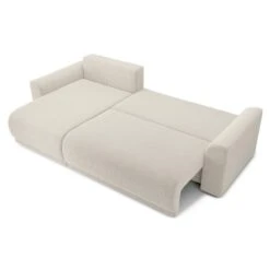 Canapé D'angle NOVA Convertible Velours Côtelé Beige 4 Places -Mobilia Soldes canape angle nova convertible velours cotele beige 4 places 3
