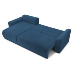 Canapé D'angle NOVA Convertible Velours Côtelé Bleu Cobalt 4 Places -Mobilia Soldes canape angle nova convertible velours cotele bleu cobalt 4 places 3