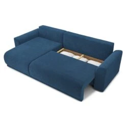 Canapé D'angle NOVA Convertible Velours Côtelé Bleu Cobalt 4 Places -Mobilia Soldes canape angle nova convertible velours cotele bleu cobalt 4 places 4
