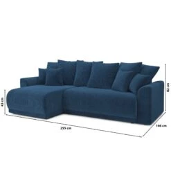 Canapé D'angle NOVA Convertible Velours Côtelé Bleu Cobalt 4 Places -Mobilia Soldes canape angle nova convertible velours cotele bleu cobalt 4 places 9