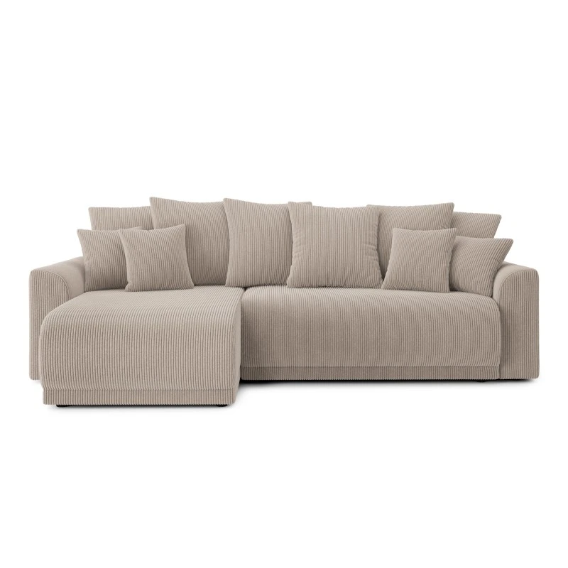 Canapé D'angle NOVA Convertible Velours Côtelé Grège 4 Places 4 Canapé D'angle NOVA Convertible Velours Côtelé Grège 4 Places – Image 2