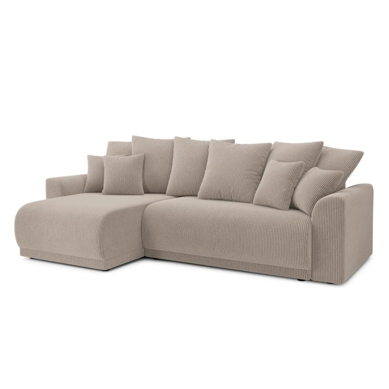 Canapé D'angle NOVA Convertible Velours Côtelé Grège 4 Places 5 Canapé D'angle NOVA Convertible Velours Côtelé Grège 4 Places – Image 3
