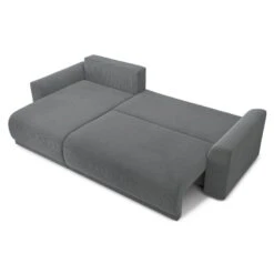 Canapé D'angle NOVA Convertible Velours Côtelé Gris Souris 4 Places -Mobilia Soldes canape angle nova convertible velours cotele gris souris 4 places 3