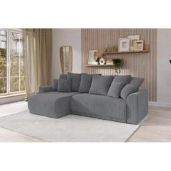 Canapé D'angle NOVA Convertible Velours Côtelé Gris Souris 4 Places -Mobilia Soldes canape angle nova convertible velours cotele gris souris 4 places 7