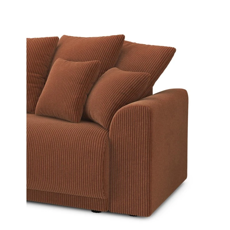 Canapé D'angle NOVA Convertible Velours Côtelé Terracotta 4 Places 9 Canapé D'angle NOVA Convertible Velours Côtelé Terracotta 4 Places – Image 7