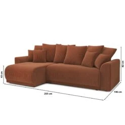 Canapé D'angle NOVA Convertible Velours Côtelé Terracotta 4 Places 21 Canapé D'angle NOVA Convertible Velours Côtelé Terracotta 4 Places -Mobilia Soldes canape angle nova convertible velours cotele terracotta 4 places 9