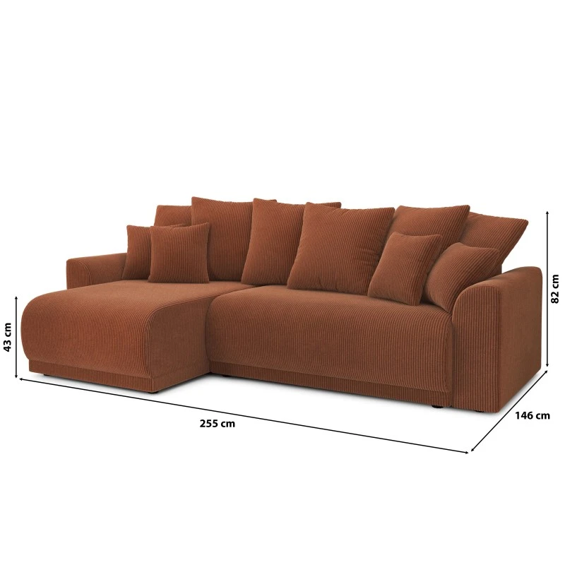 Canapé D'angle NOVA Convertible Velours Côtelé Terracotta 4 Places 12 Canapé D'angle NOVA Convertible Velours Côtelé Terracotta 4 Places – Image 10