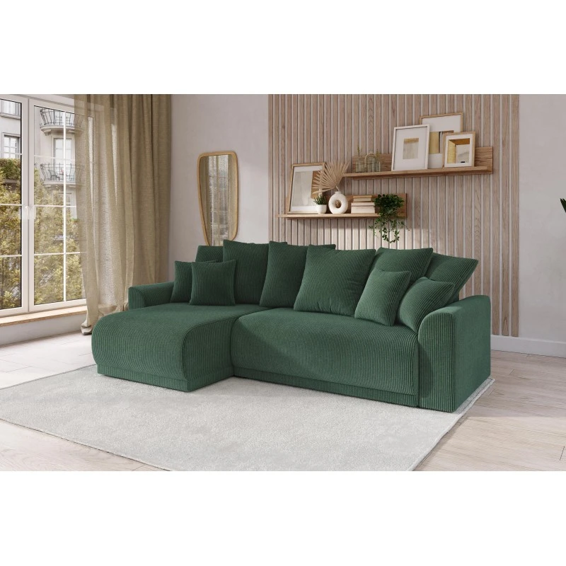 Canapé D'angle NOVA Convertible Velours Côtelé Vert 4 Places 10 Canapé D'angle NOVA Convertible Velours Côtelé Vert 4 Places – Image 8