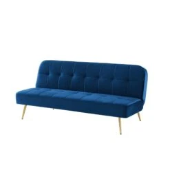 Banquette AROMA En Velours Bleu 3 Places Convertible 15 Banquette AROMA En Velours Bleu 3 Places Convertible -Mobilia Soldes canape aroma velours bleu banquette 5