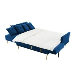 Canapé AROMA En Velours Bleu Version Panoramique -Mobilia Soldes canape aroma velours bleu forme en u 5