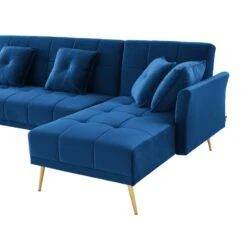 Canapé AROMA En Velours Bleu Version Panoramique -Mobilia Soldes canape aroma velours bleu forme en u 7