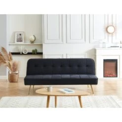 Banquette AROMA En Velours Noir 3 Places Convertible 14 Banquette AROMA En Velours Noir 3 Places Convertible -Mobilia Soldes canape aroma velours noir banquette 4