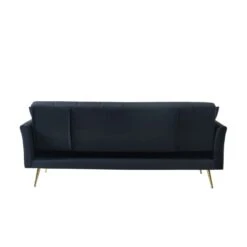 Canapé AROMA Droit Et Convertible En Velours Noir 17 Canapé AROMA Droit Et Convertible En Velours Noir -Mobilia Soldes canape aroma velours noir droit 7