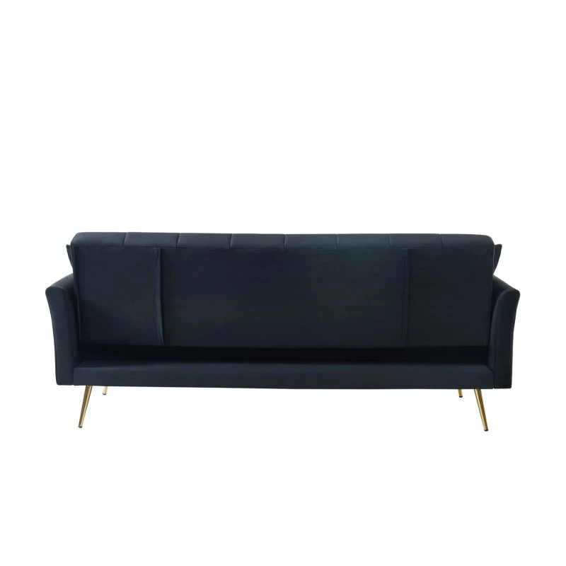 Canapé AROMA Droit Et Convertible En Velours Noir 10 Canapé AROMA Droit Et Convertible En Velours Noir – Image 8