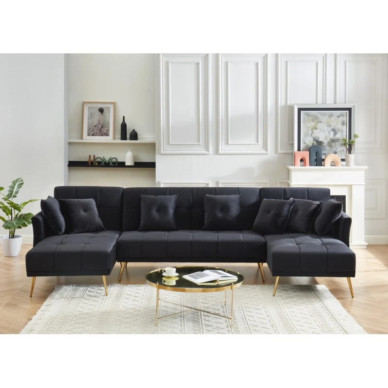 Canapé AROMA En Velours Noir Version Panoramique 5 Canapé AROMA En Velours Noir Version Panoramique – Image 3