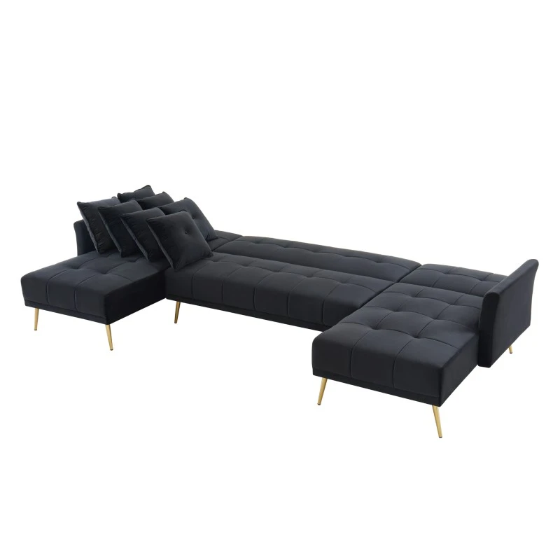 Canapé AROMA En Velours Noir Version Panoramique 7 Canapé AROMA En Velours Noir Version Panoramique – Image 5