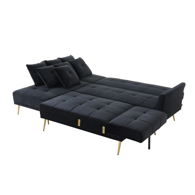 Canapé AROMA En Velours Noir Version Panoramique 8 Canapé AROMA En Velours Noir Version Panoramique – Image 6