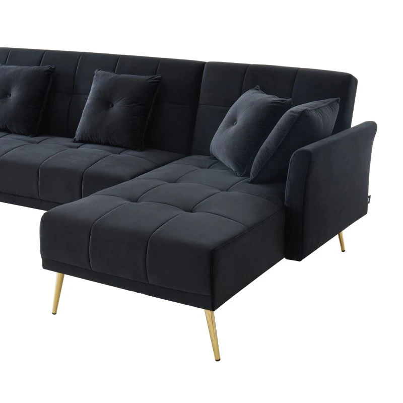 Canapé AROMA En Velours Noir Version Panoramique 11 Canapé AROMA En Velours Noir Version Panoramique – Image 9