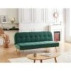 Banquette AROMA En Velours Vert 3 Places Convertible 2 Banquette AROMA En Velours Vert 3 Places Convertible -Mobilia Soldes canape aroma velours vert banquette