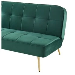 Banquette AROMA En Velours Vert 3 Places Convertible -Mobilia Soldes canape aroma velours vert banquette 2
