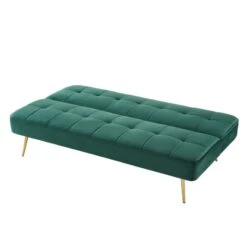 Banquette AROMA En Velours Vert 3 Places Convertible -Mobilia Soldes canape aroma velours vert banquette 6