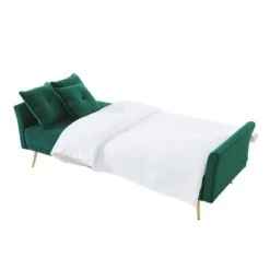 Canapé AROMA Droit Et Convertible En Velours Vert -Mobilia Soldes canape aroma velours vert droit 5