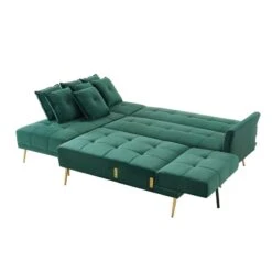 Canapé AROMA En Velours Vert Version Panoramique 17 Canapé AROMA En Velours Vert Version Panoramique -Mobilia Soldes canape aroma velours vert forme en u 6