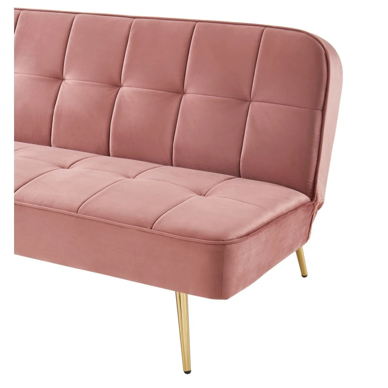 Banquette AROMA En Velours Vieux Rose 3 Places Convertible 5 Banquette AROMA En Velours Vieux Rose 3 Places Convertible – Image 3