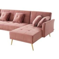 Canapé AROMA En Velours Vieux Rose Version Panoramique -Mobilia Soldes canape aroma velours vieux rose forme en u 3