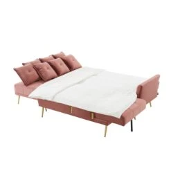 Canapé AROMA En Velours Vieux Rose Version Panoramique -Mobilia Soldes canape aroma velours vieux rose forme en u 7