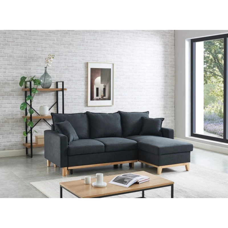 Canapé D'angle BOSTON Convertible Tissu Anthracite 10 Canapé D'angle BOSTON Convertible Tissu Anthracite – Image 8