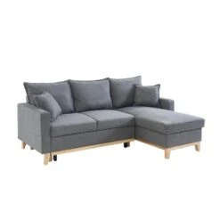 Canapé D'angle BOSTON Convertible Tissu Gris Chiné 12 Canapé D'angle BOSTON Convertible Tissu Gris Chiné -Mobilia Soldes canape boston tissu gris chine angle convertible 2