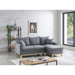 Canapé D'angle BOSTON Convertible Tissu Gris Chiné 17 Canapé D'angle BOSTON Convertible Tissu Gris Chiné -Mobilia Soldes canape boston tissu gris chine angle convertible 7