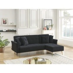 Canapé D'angle AROMA Convertible Velours Noir 4 Places 17 Canapé D'angle AROMA Convertible Velours Noir 4 Places -Mobilia Soldes canape d angle aroma convertible velours noir 4 places 6