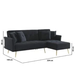 Canapé D'angle AROMA Convertible Velours Noir 4 Places 18 Canapé D'angle AROMA Convertible Velours Noir 4 Places -Mobilia Soldes canape d angle aroma convertible velours noir 4 places 7