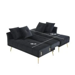 Canapé D'angle AROMA Convertible Velours Noir 4 Places 19 Canapé D'angle AROMA Convertible Velours Noir 4 Places -Mobilia Soldes canape d angle aroma convertible velours noir 4 places 8