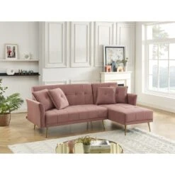 Canapé D'angle AROMA Convertible Velours Rose 4 Places 17 Canapé D'angle AROMA Convertible Velours Rose 4 Places -Mobilia Soldes canape d angle aroma convertible velours rose 4 places 6