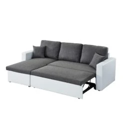Canapé D'angle ASPEN Convertible, Réversible Et Coffre En Tissu Gris Et PU Blanc 11 Canapé D'angle ASPEN Convertible, Réversible Et Coffre En Tissu Gris Et PU Blanc -Mobilia Soldes canape d angle aspen convertible reversible et coffre en tissu gris et pu blanc 3