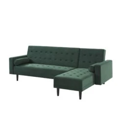 Canapé D'angle LUXURY Convertible Velours Vert 4 Places -Mobilia Soldes canape d angle luxury convertible velours vert 4 places 2