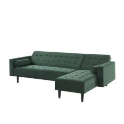 Canapé D'angle LUXURY Convertible Velours Vert 4 Places -Mobilia Soldes canape d angle luxury convertible velours vert 4 places 3