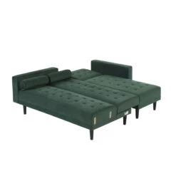 Canapé D'angle LUXURY Convertible Velours Vert 4 Places -Mobilia Soldes canape d angle luxury convertible velours vert 4 places 4