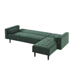 Canapé D'angle LUXURY Convertible Velours Vert 4 Places -Mobilia Soldes canape d angle luxury convertible velours vert 4 places 5