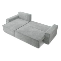 Canapé D'angle MARIUS Convertible Velours Côtelé Gris -Mobilia Soldes canape d angle marius convertible velours cotele gris 3